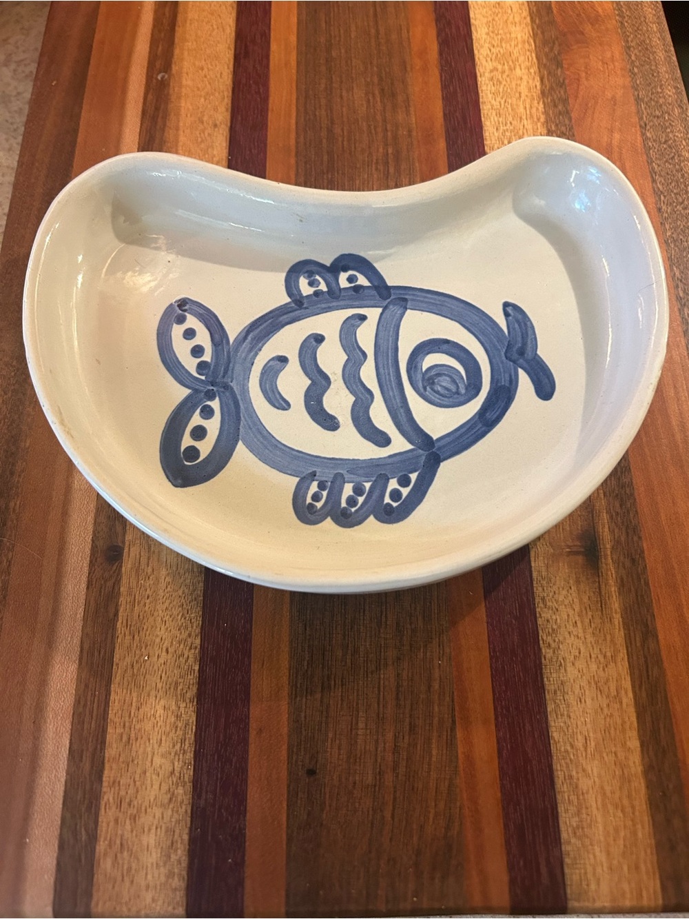 MA Hadley Vintage Blue Fish Crescent Side Bone Plate 7”